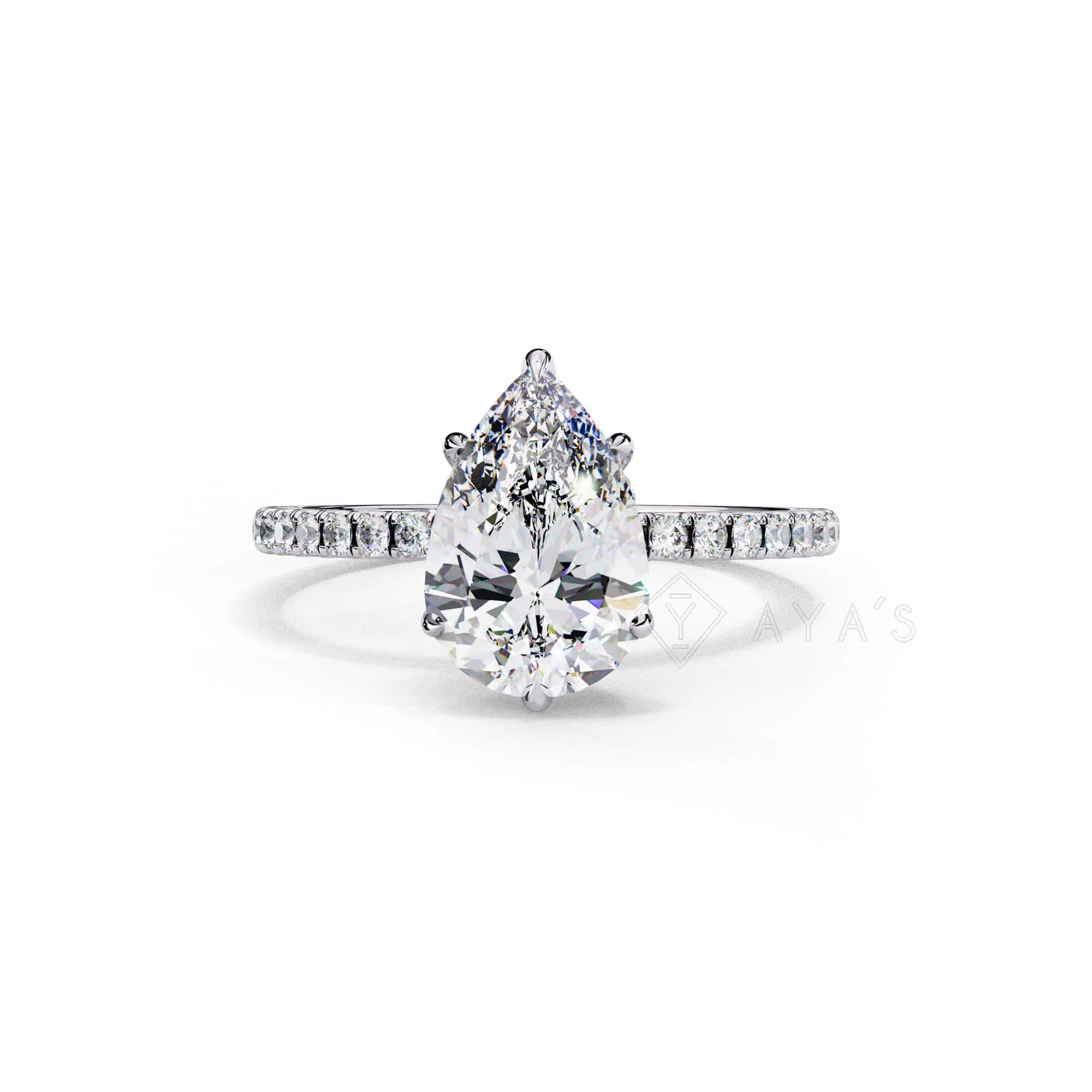 Silver Nivra Pear Solitaire Ring