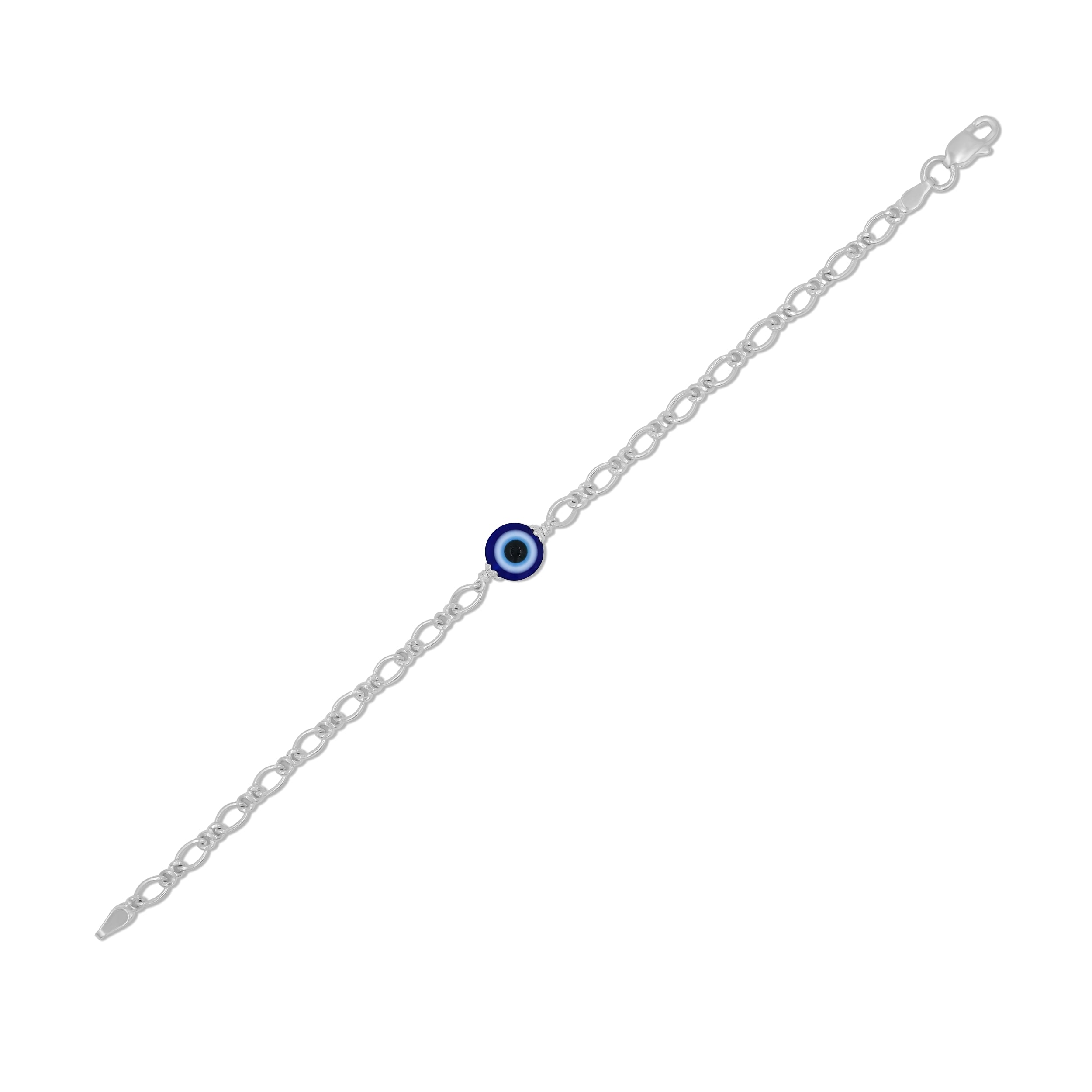 Intricately Designed Evil Eye Charm Bracelet in Sterling Silver