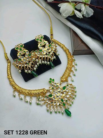Royal Traditional Gold Finish Necklace With Earring For Women