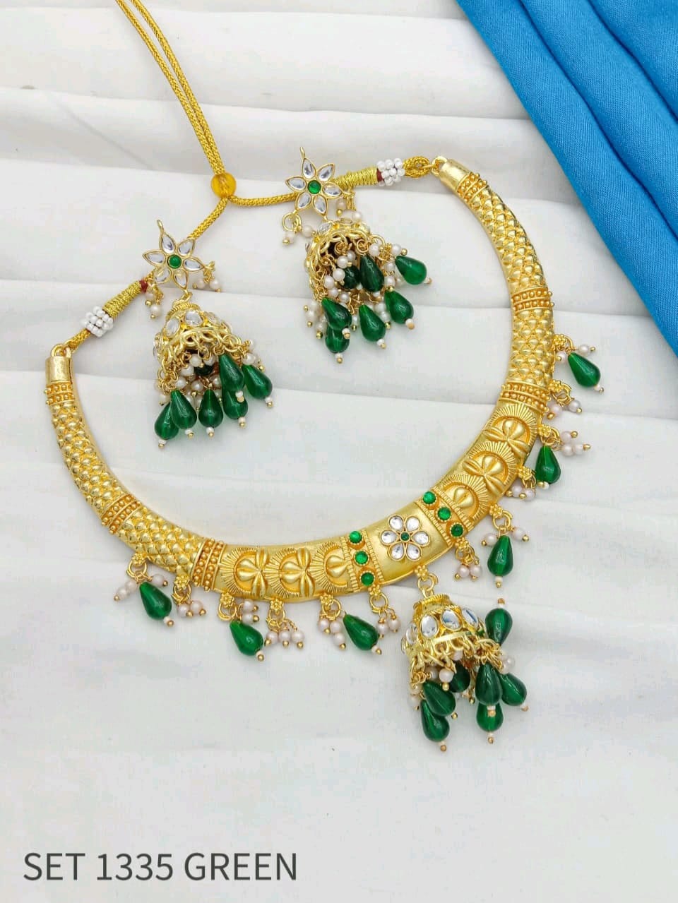 Royal Traditional Gold Finish Necklace With Earring For Women