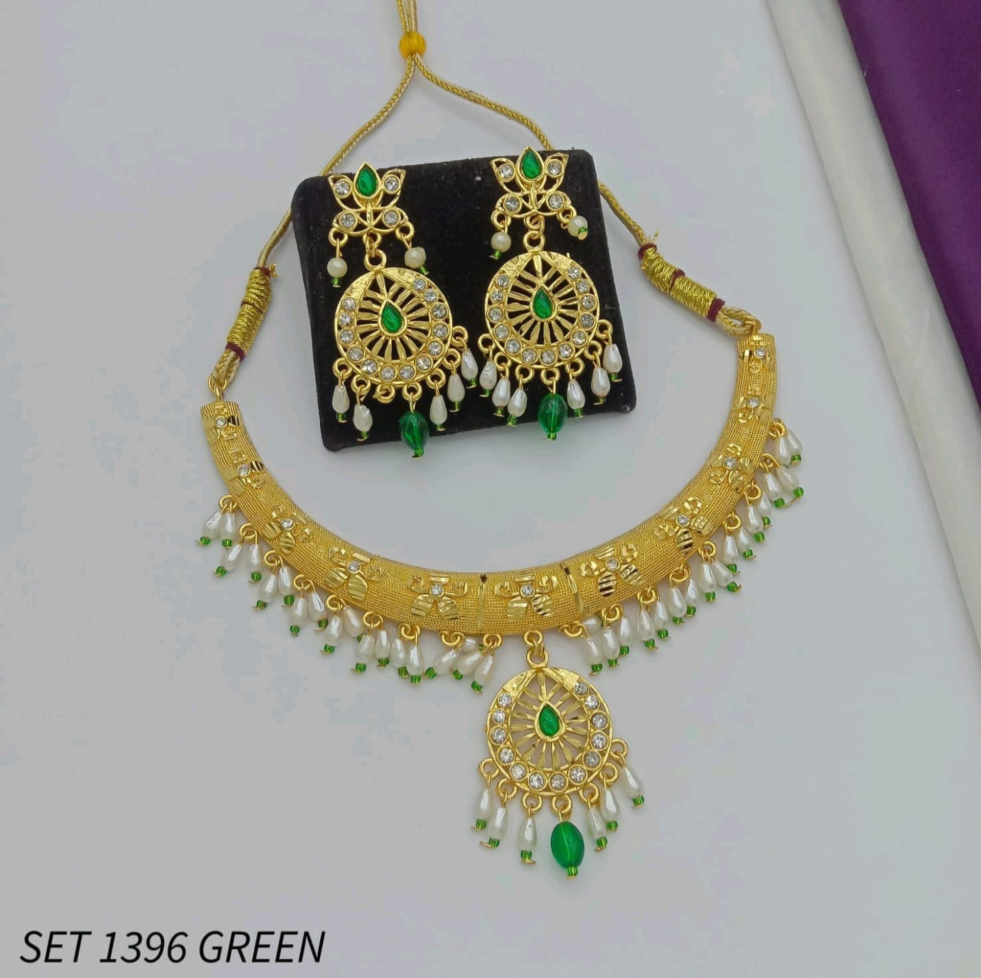 Royal Traditional Gold Finish Necklace With Earring For Women