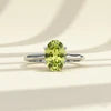 925 Silver Oval Embrace Peridot Natural Gemstone Solitaire Ring