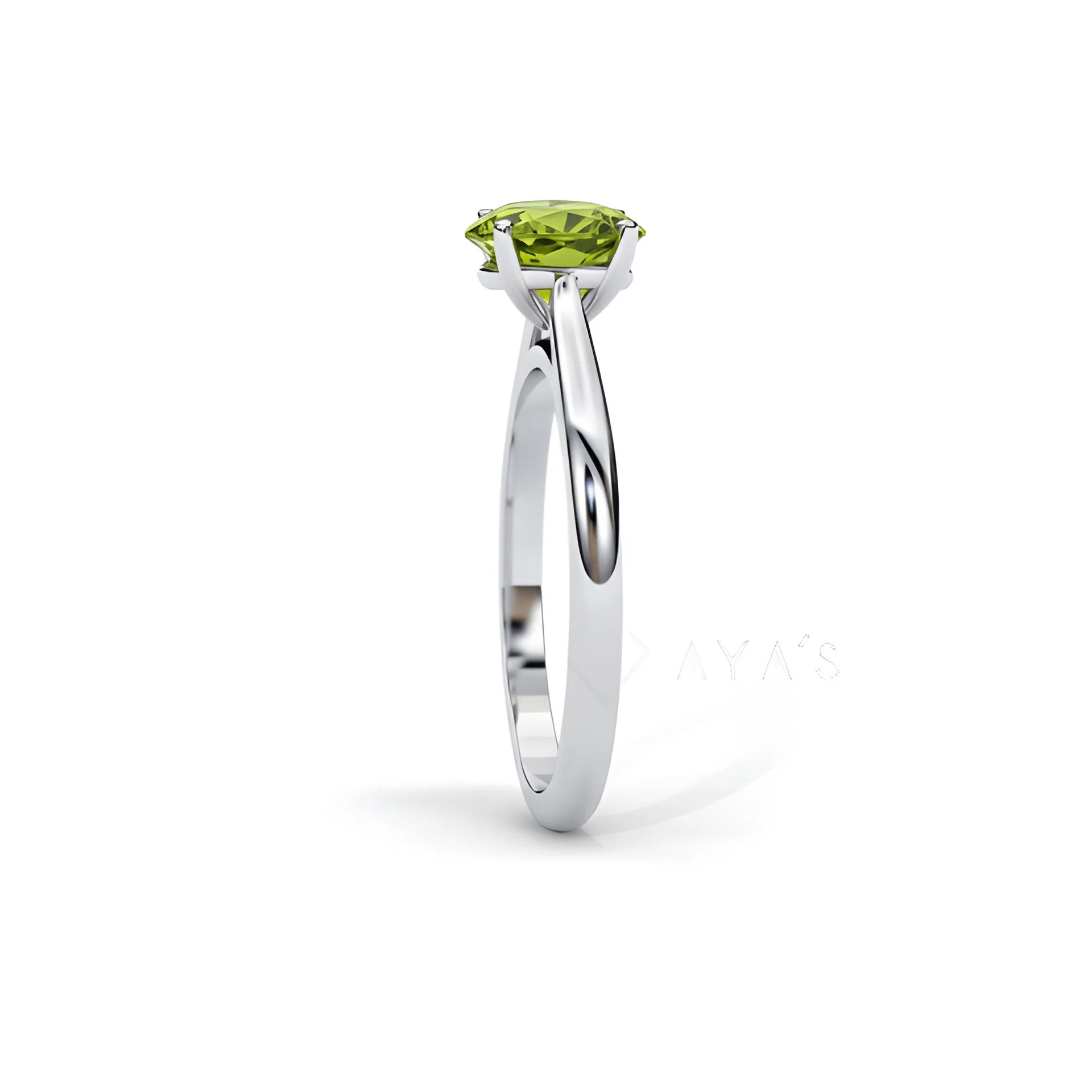 925 Silver Oval Embrace Peridot Natural Gemstone Solitaire Ring