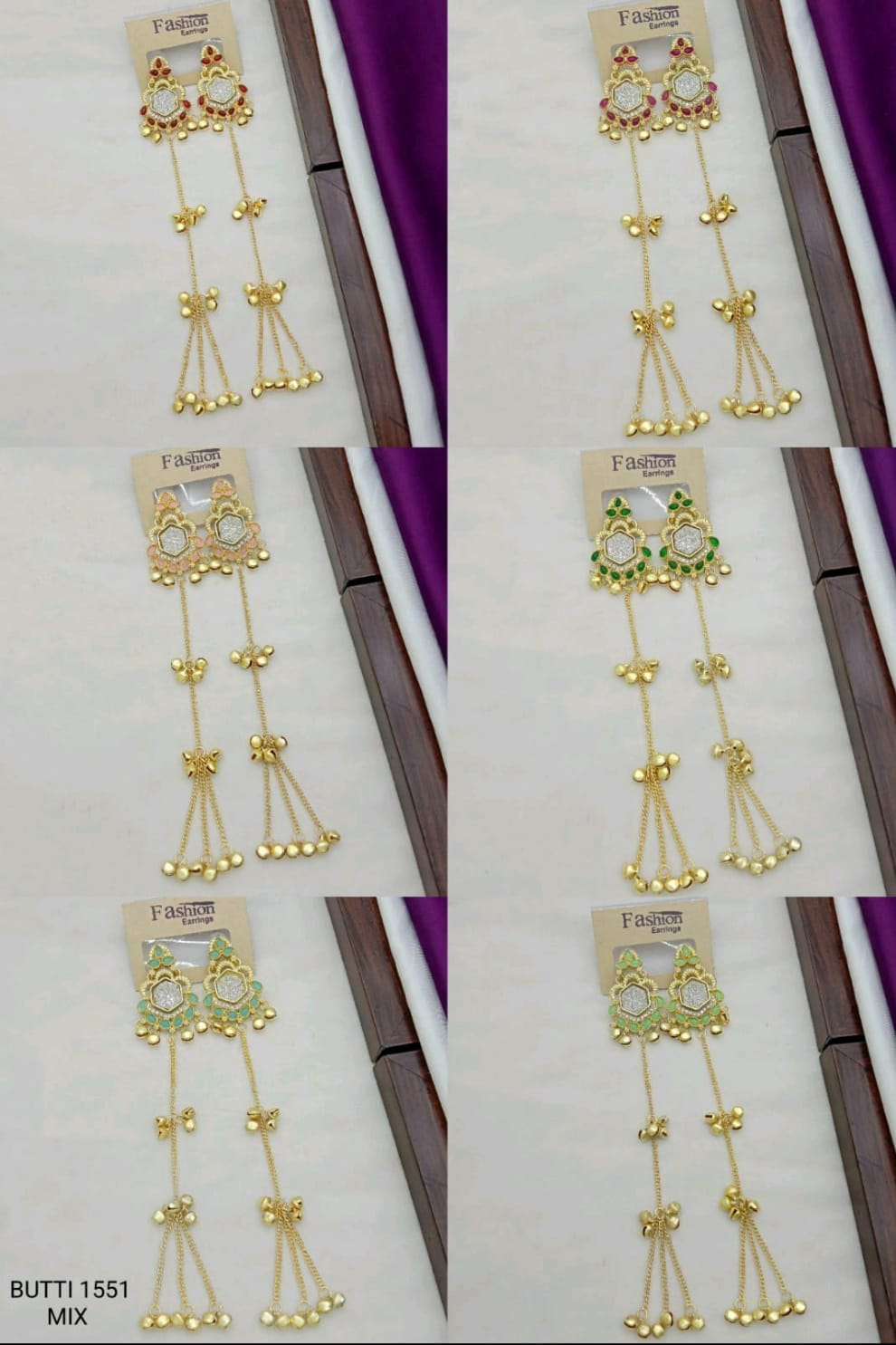 gold-plated Kashmiri drop earrings feature stones and delicate ghungroo bell drops