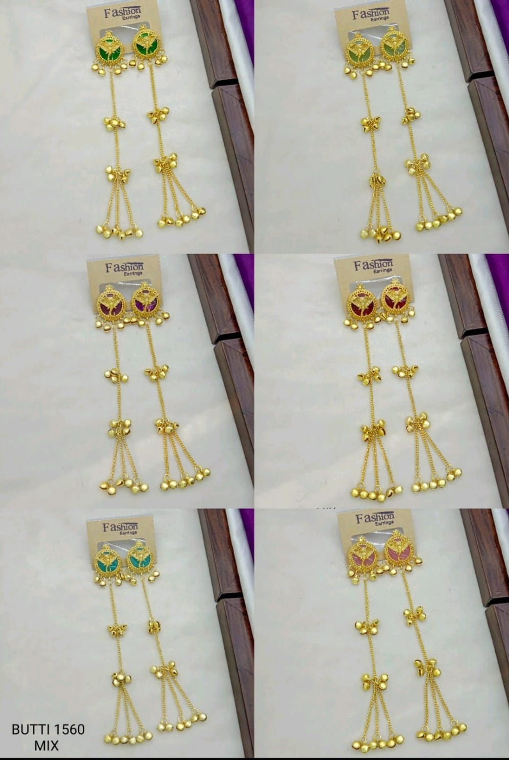Gunroom Chain Drop Rhinestone Studded Kashmiri Contemporary Drop Earrings