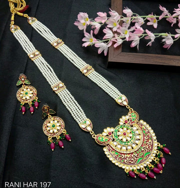 Royal Multi-Layer Pearl Rani Haar Stunning Stone Pendant Necklace Set