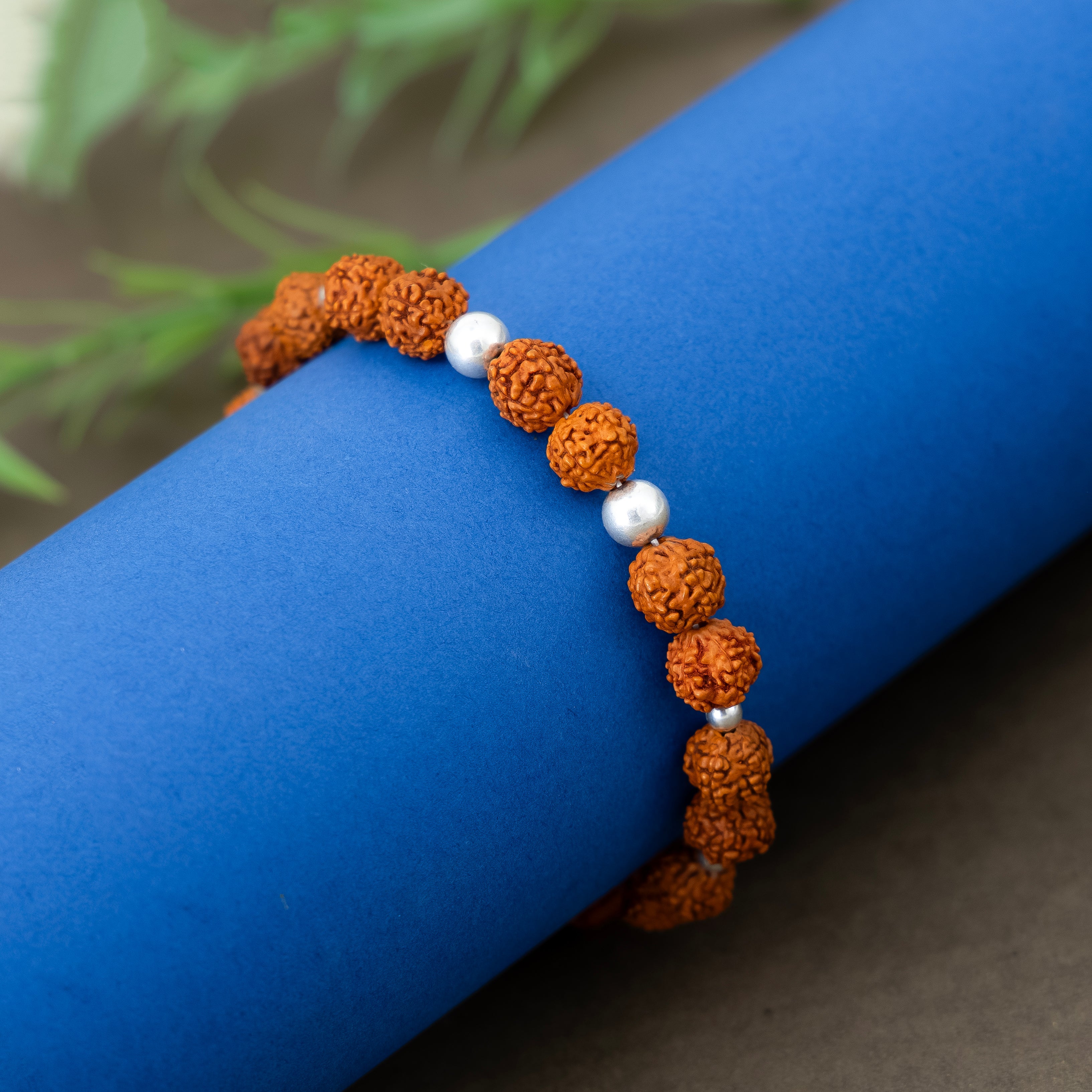 Shiv Energy Rudraksha Bracelet with Silver Accents