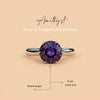 925 Silver Airelle Round Amethyst Natural Gemstone Solitaire Ring