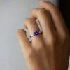 925 Silver Airelle Round Amethyst Natural Gemstone Solitaire Ring