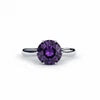 925 Silver Airelle Round Amethyst Natural Gemstone Solitaire Ring