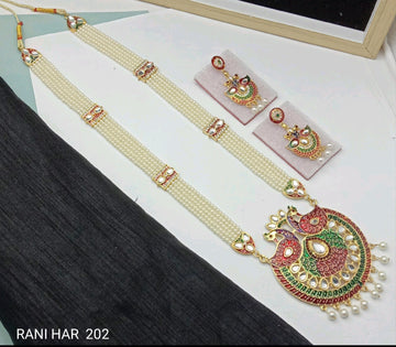 Royal Multi-Layer Pearl Rani Haar Stunning Stone Pendant Necklace Set