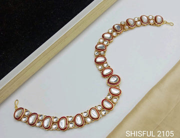 Stylish Rajasthani Matha Patti Maang Tikka for Girls & Women And Traditional Gold Plated Kundan Pearl Maang Tikka with Stone Centerpiece for Women & Bridal Wear