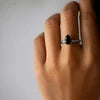 925 Silver Veloura Drop Black Onyx Natural Gemstone Solitaire Ring