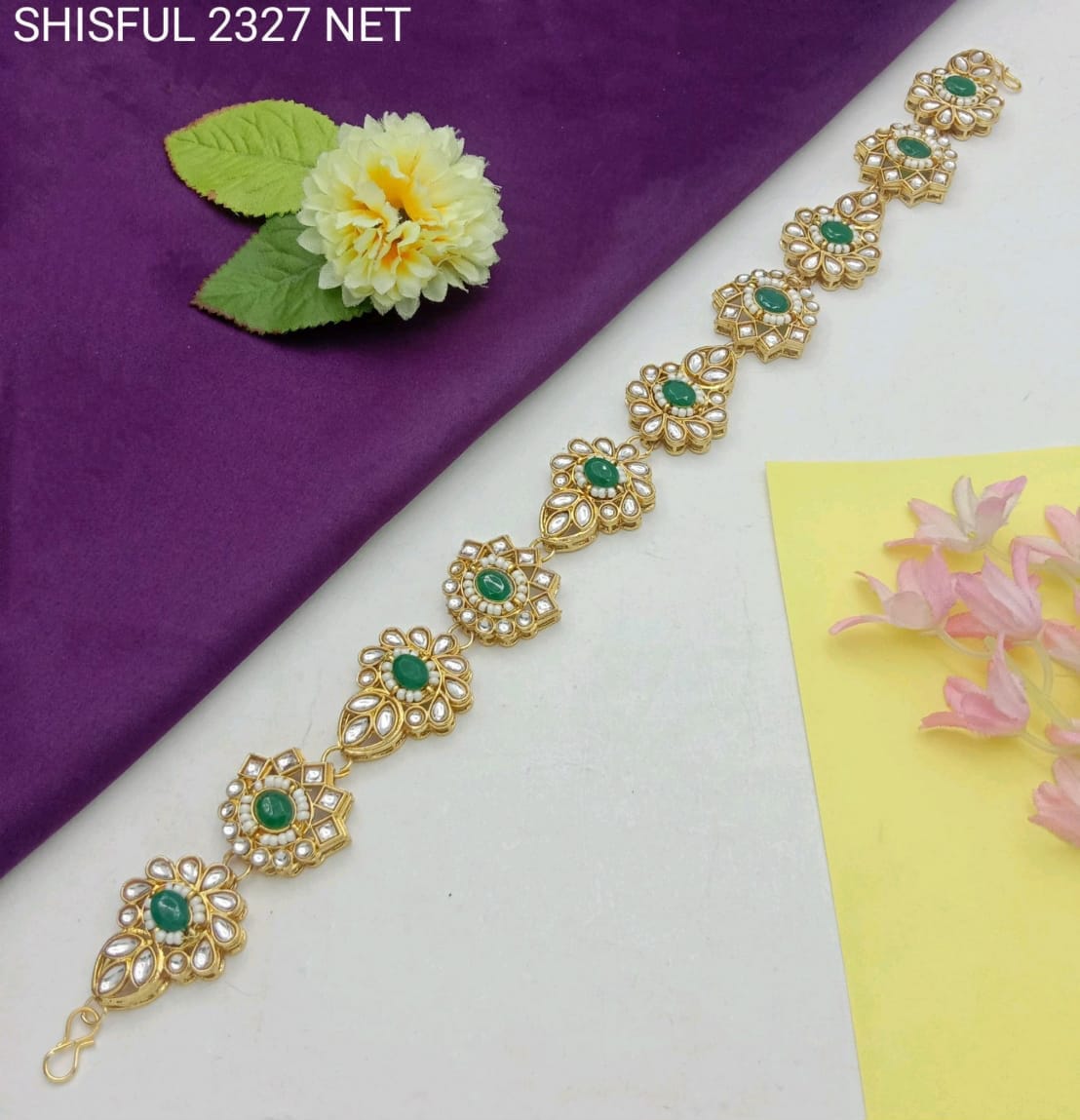 Stylish Rajasthani Matha Patti Maang Tikka for Girls & Women And Traditional Gold Plated Kundan Pearl Maang Tikka with Stone Centerpiece for Women & Bridal Wear