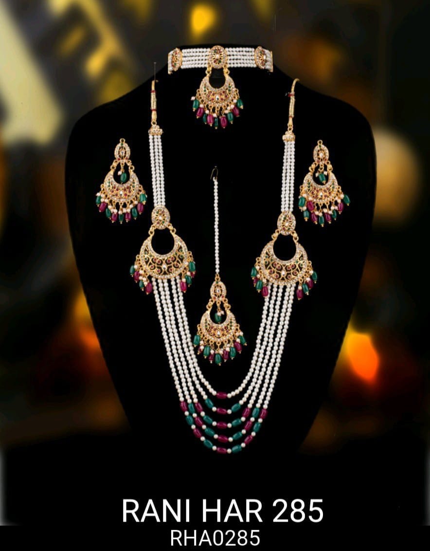 Royal Multi-Layer Pearl Rani Haar Stunning Stone Pendant Necklace Set