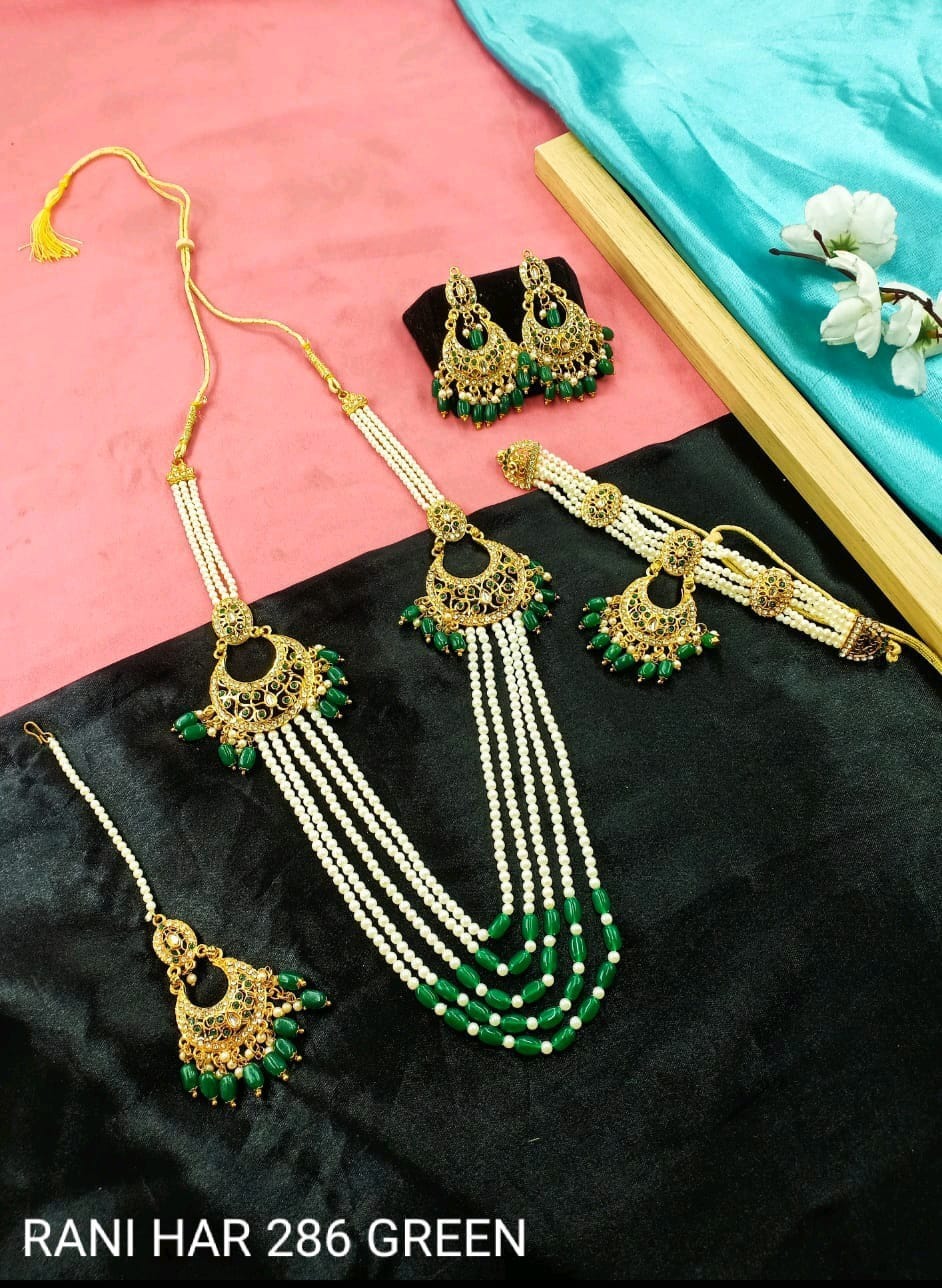 Royal Multi-Layer Pearl Rani Haar Stunning Stone Pendant Necklace Set