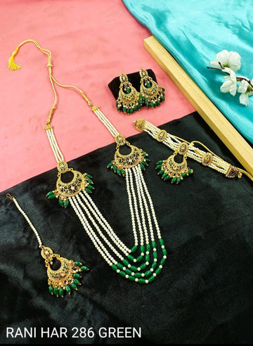 Royal Multi-Layer Pearl Rani Haar Stunning Stone Pendant Necklace Set