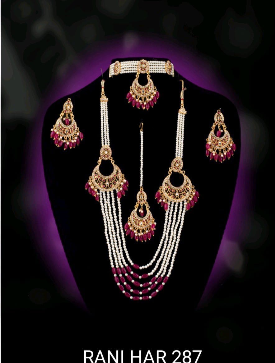 Royal Multi-Layer Pearl Rani Haar Stunning Stone Pendant Necklace Set