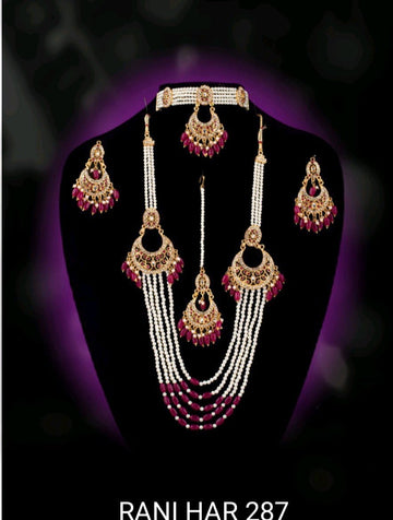 Royal Multi-Layer Pearl Rani Haar Stunning Stone Pendant Necklace Set
