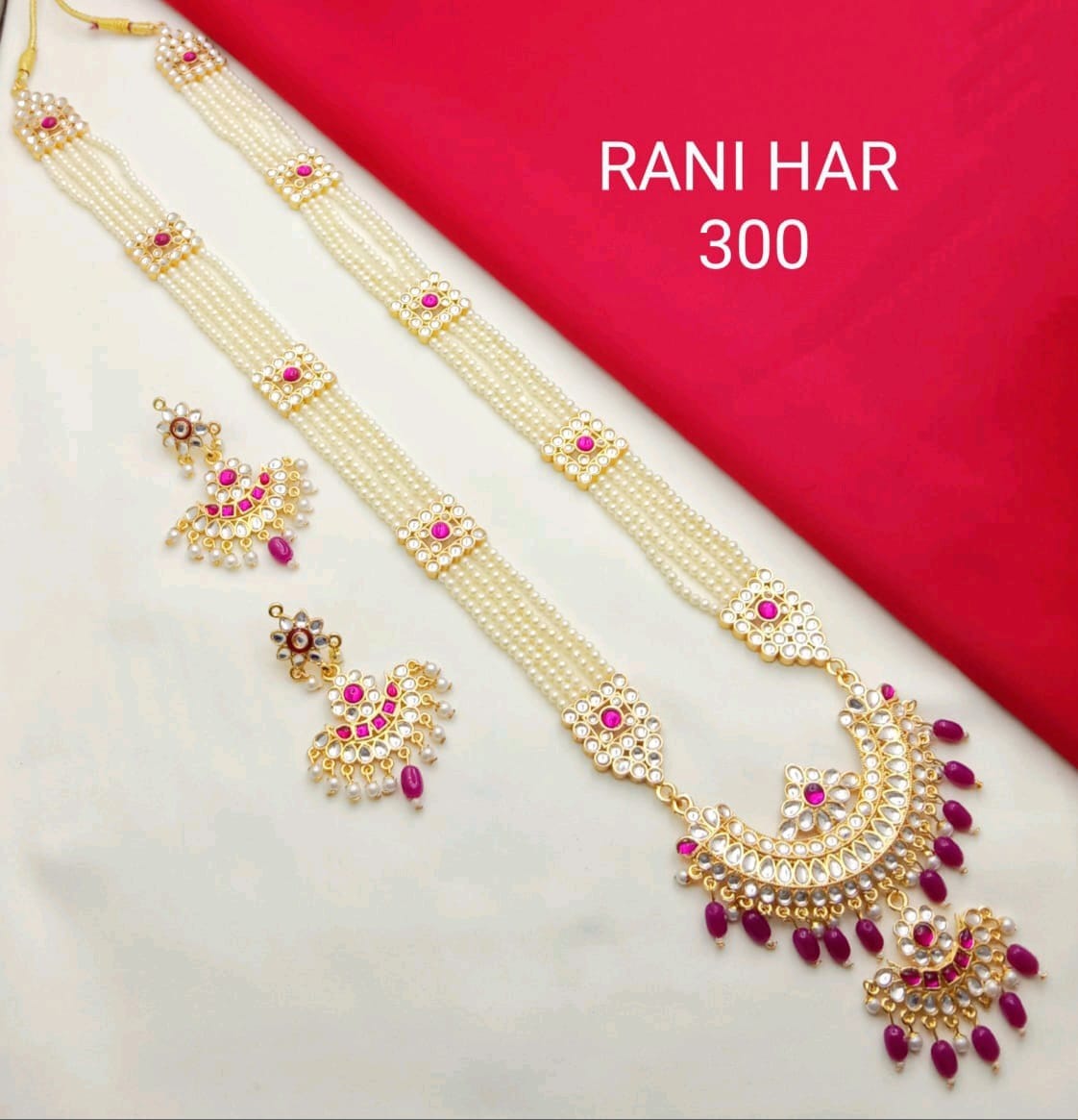 Royal Multi-Layer Pearl Rani Haar Stunning Stone Pendant Necklace Set
