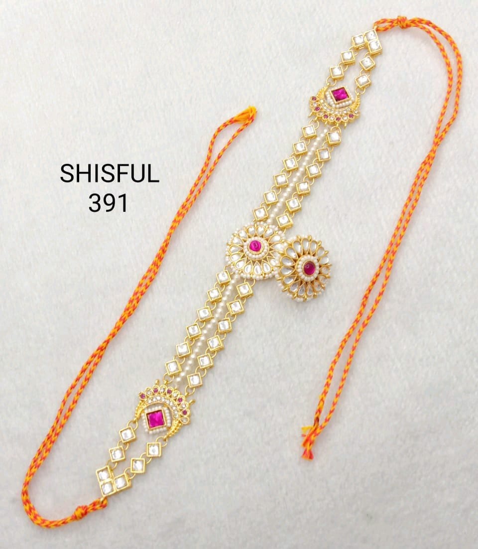 Stylish Rajasthani Matha Patti Maang Tikka for Girls & Women And Traditional Gold Plated Kundan Pearl Maang Tikka with Stone Centerpiece for Women & Bridal Wear