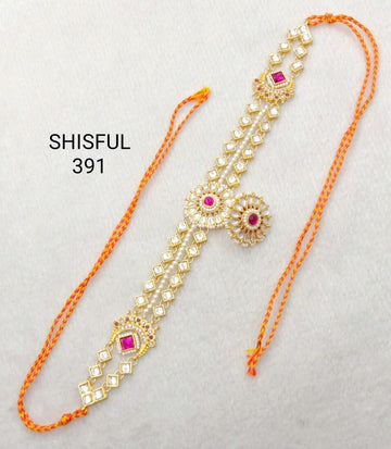 Stylish Rajasthani Matha Patti Maang Tikka for Girls & Women And Traditional Gold Plated Kundan Pearl Maang Tikka with Stone Centerpiece for Women & Bridal Wear