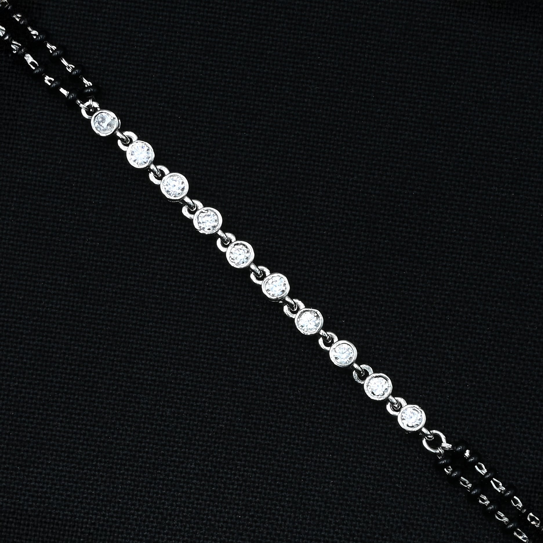 Silver Bracelet with White Stone Buds – Unique Mangalsutra Pattern for Girls