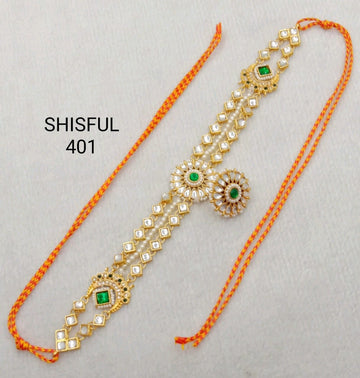 Stylish Rajasthani Matha Patti Maang Tikka for Girls & Women And Traditional Gold Plated Kundan Pearl Maang Tikka with Stone Centerpiece for Women & Bridal Wear