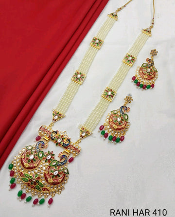 Royal Multi-Layer Pearl Rani Haar Stunning Stone Pendant Necklace Set