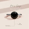 925 Silver Airelle Round Black Onyx Natural Gemstone Solitaire Ring