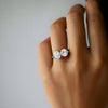 Silver Pearlae Toi et Moi Solitaire Ring