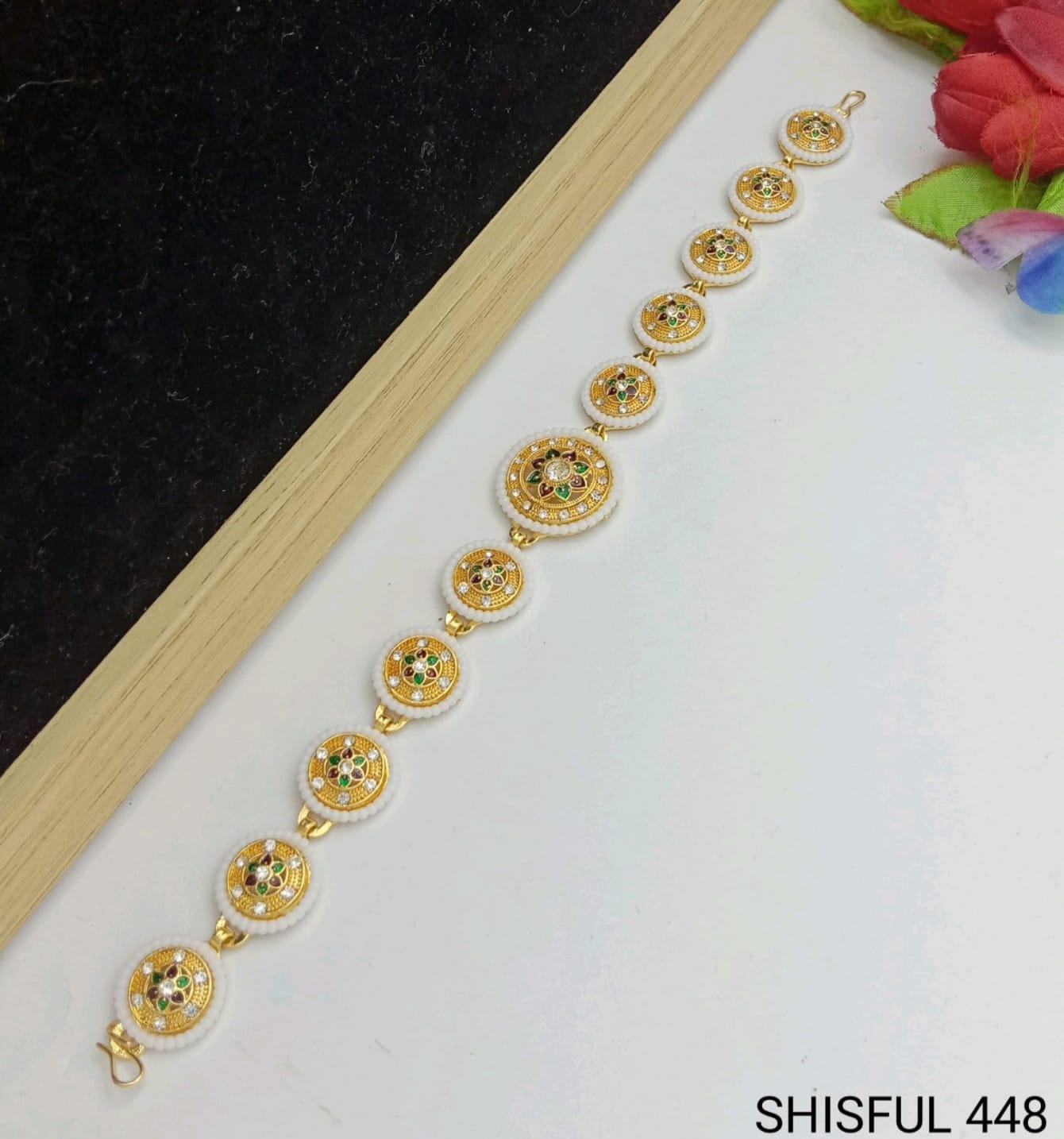 Stylish Rajasthani Matha Patti Maang Tikka for Girls & Women And Traditional Gold Plated Kundan Pearl Maang Tikka with Stone Centerpiece for Women & Bridal Wear