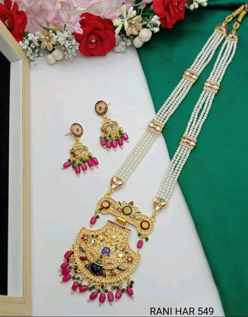 Royal Multi-Layer Pearl Rani Haar Stunning Stone Pendant Necklace Set