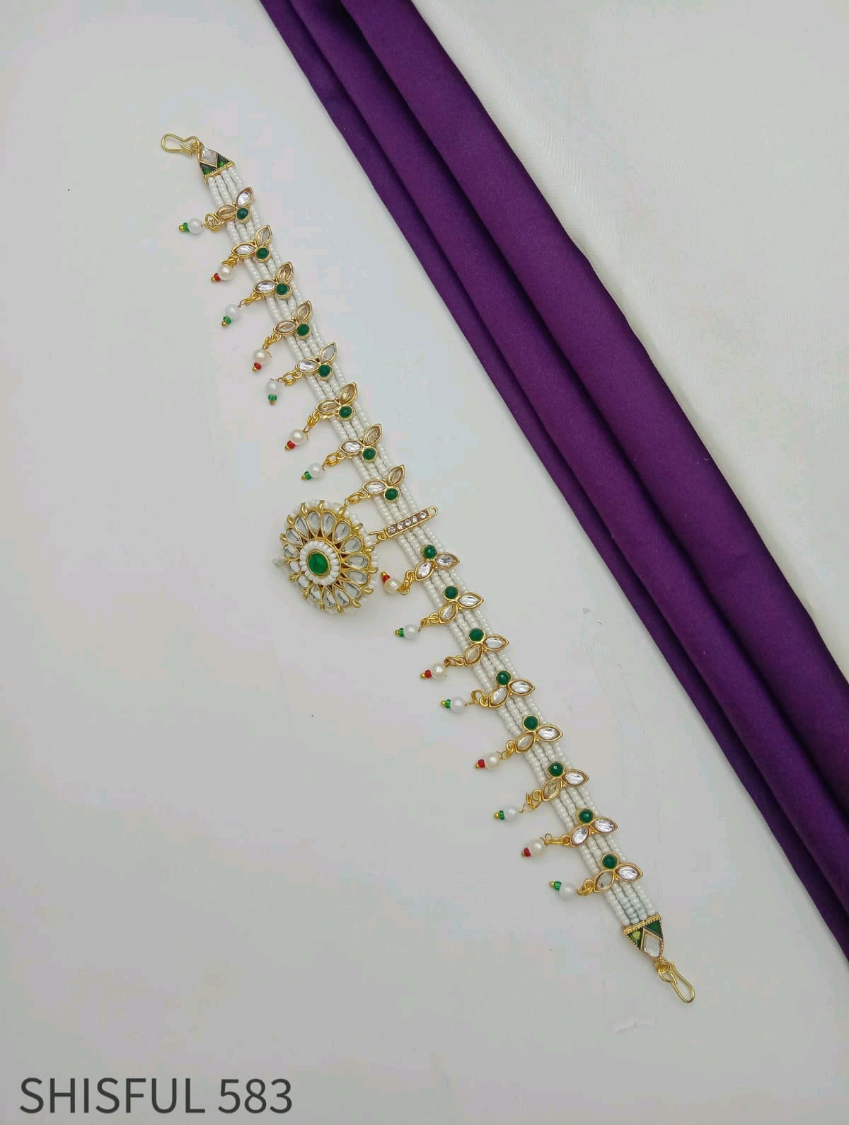 Stylish Rajasthani Matha Patti Maang Tikka for Girls & Women And Traditional Gold Plated Kundan Pearl Maang Tikka with Stone Centerpiece for Women & Bridal Wear
