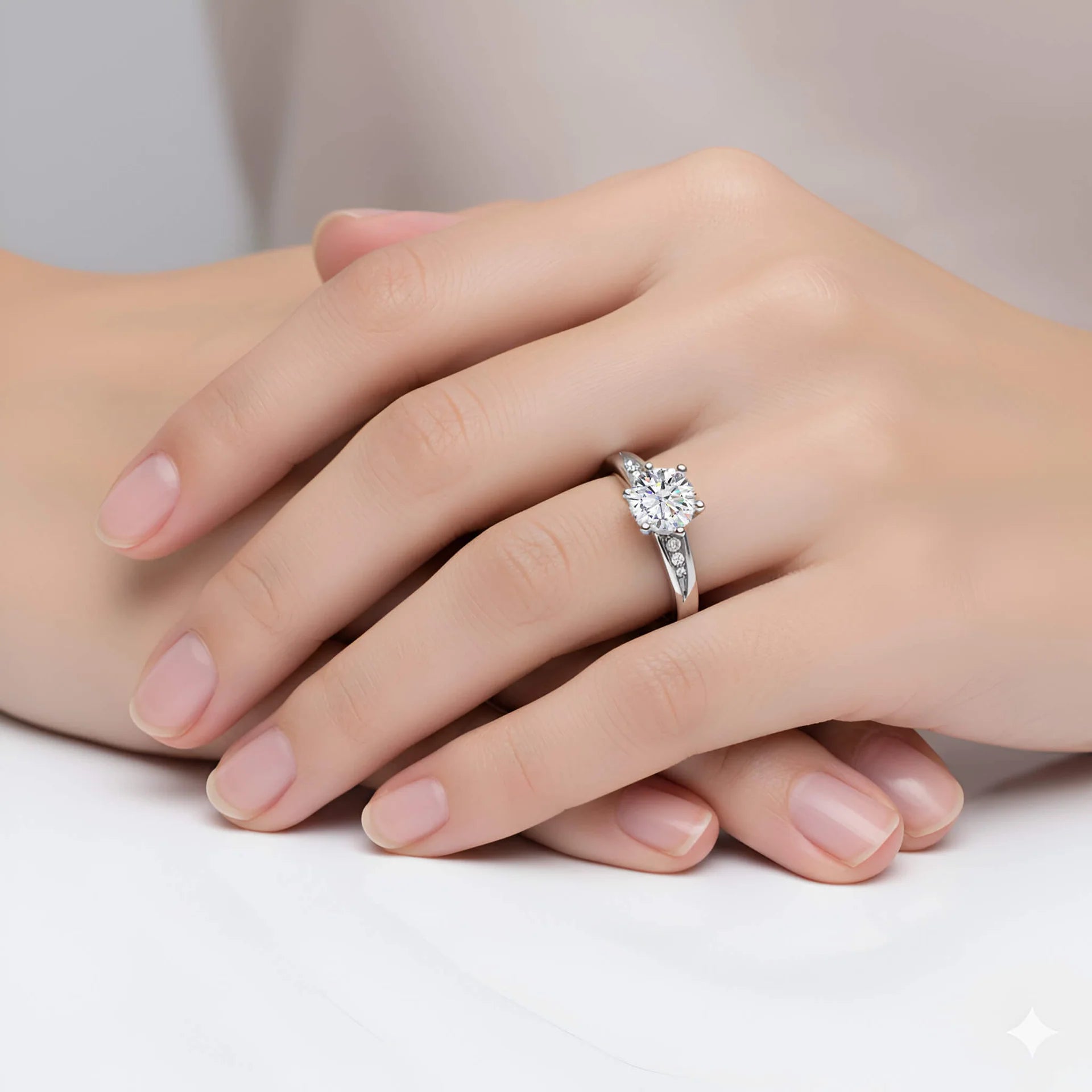 Silver Haloir Solitaire Ring