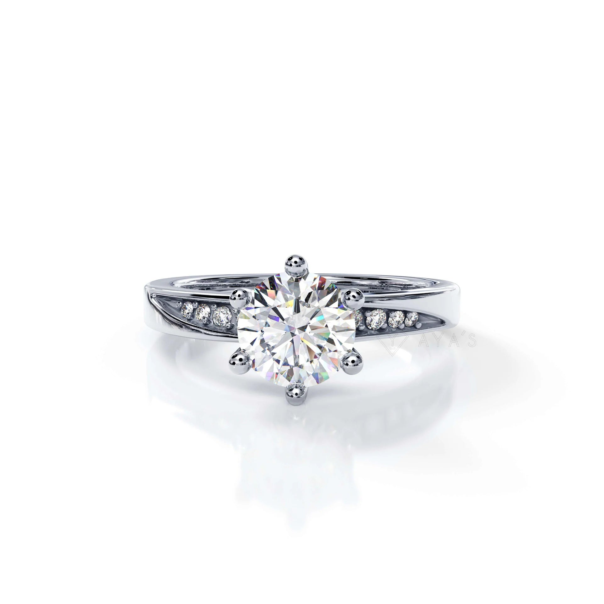 Silver Haloir Solitaire Ring