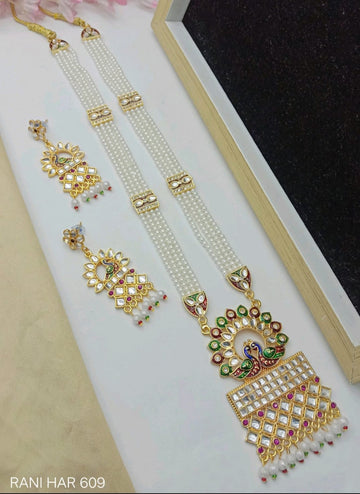 Royal Multi-Layer Pearl Rani Haar Stunning Stone Pendant Necklace Set