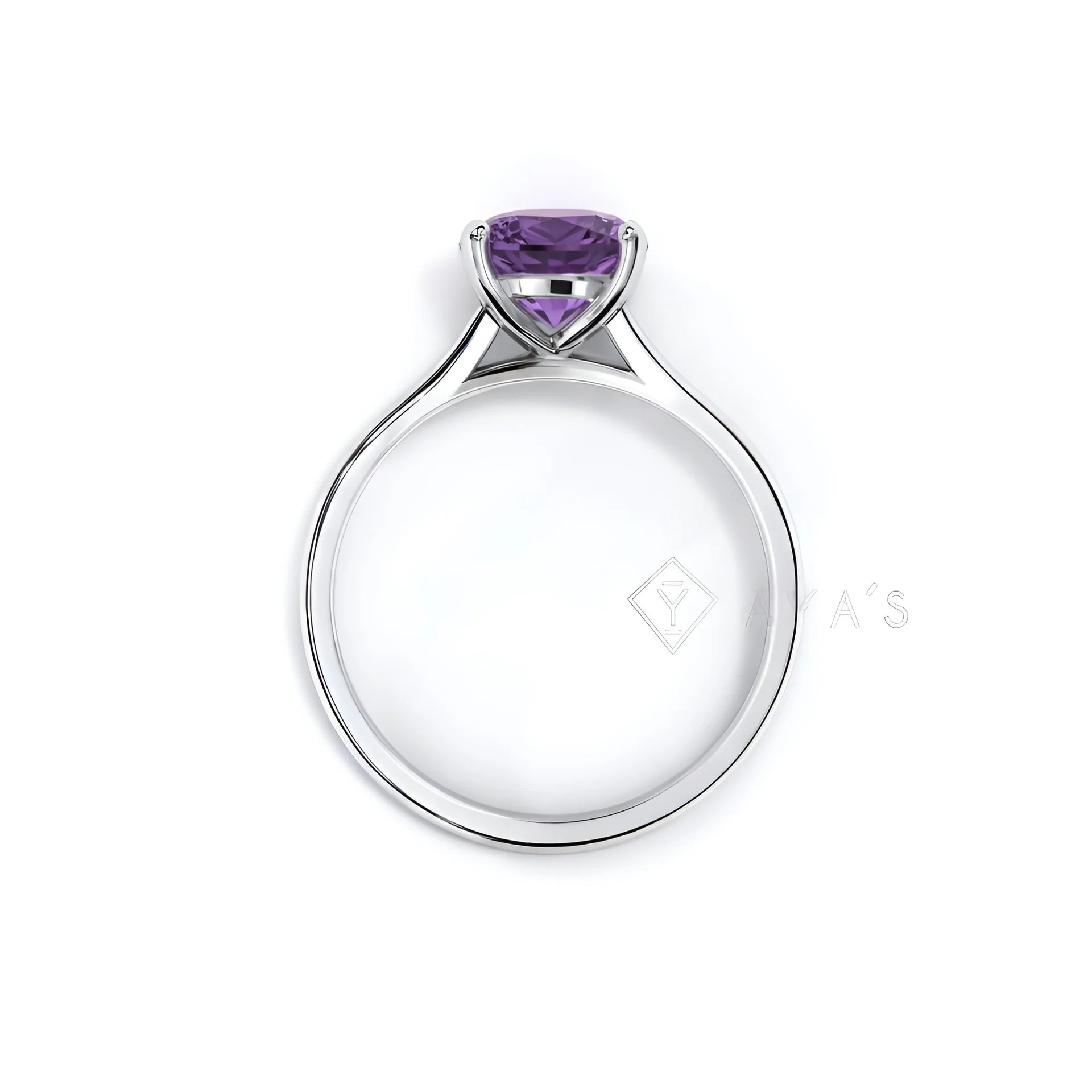 925 Silver Veloura Drop Amethyst Natural Gemstone Solitaire Ring