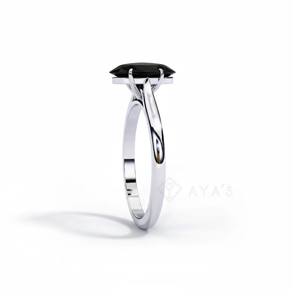 925 Silver Marqis Black Onyx Natural Gemstone Solitaire Ring
