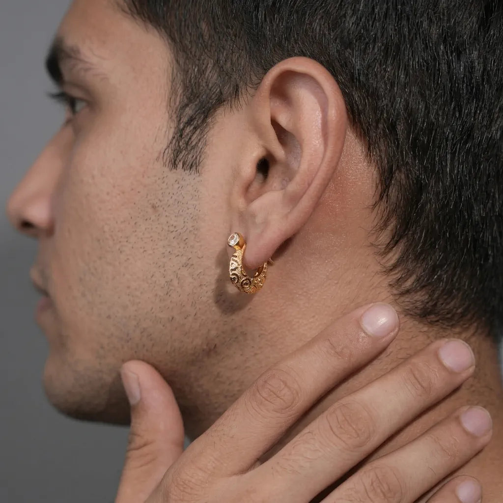 2Pcs (1 Pair / Jodi) 22K Gold Plated Earrings for Women & Men | Unisex Elegant Lightweight Party Wear Jewelry