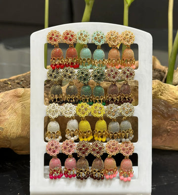 Combo of 12 Pair Jhumkis for Girls and Women