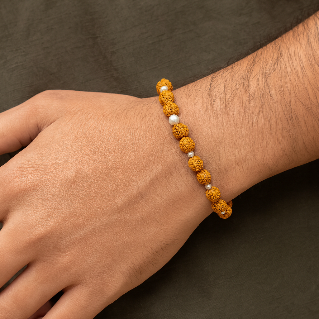 Shiv Energy Rudraksha Bracelet with Silver Accents
