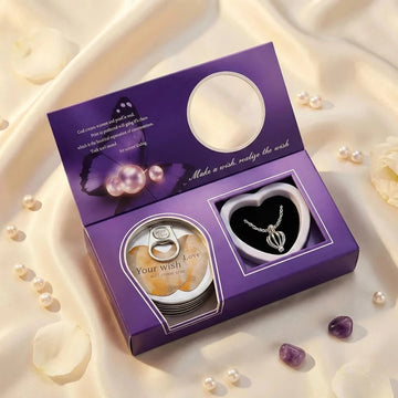 Real Freshwater White Pearl Love Wish Necklace Gift Set