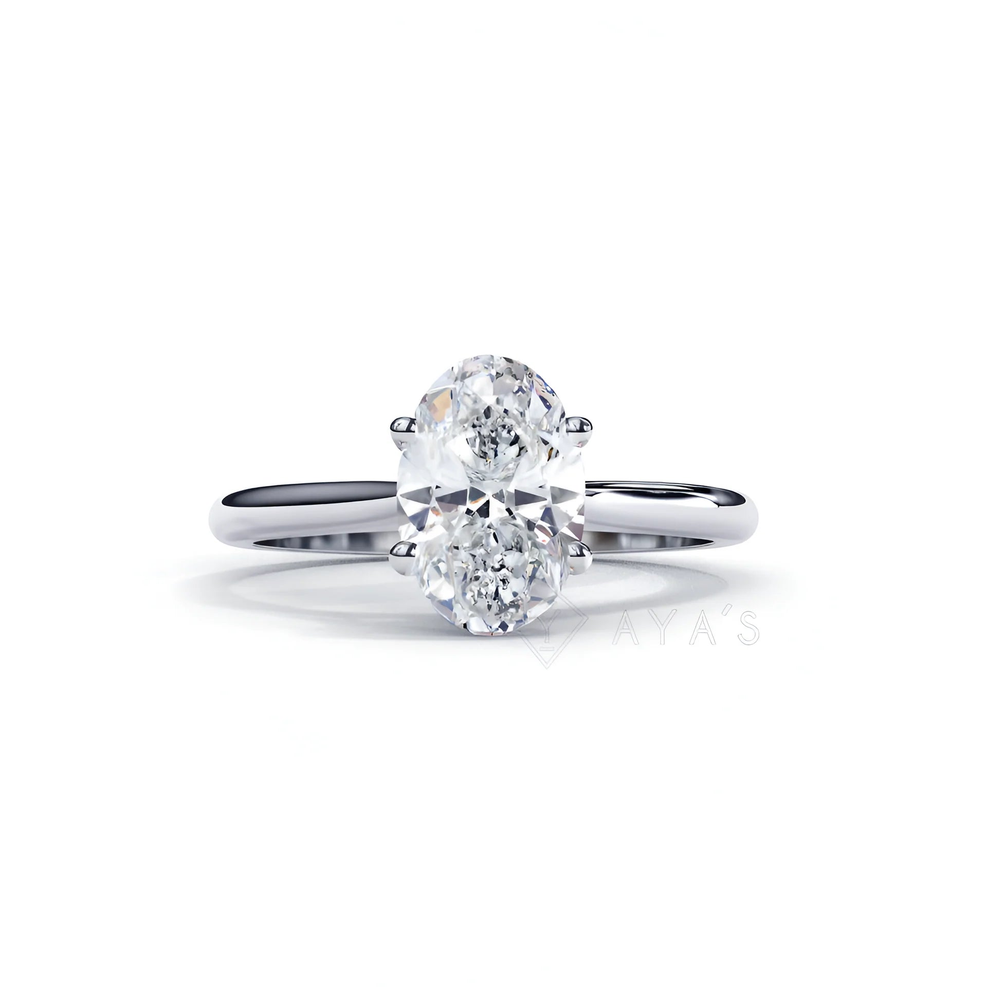 Silver Oval Embrace Solitaire Ring