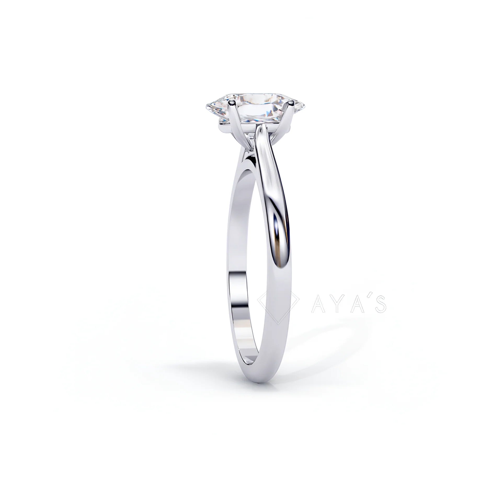 Silver Oval Embrace Solitaire Ring